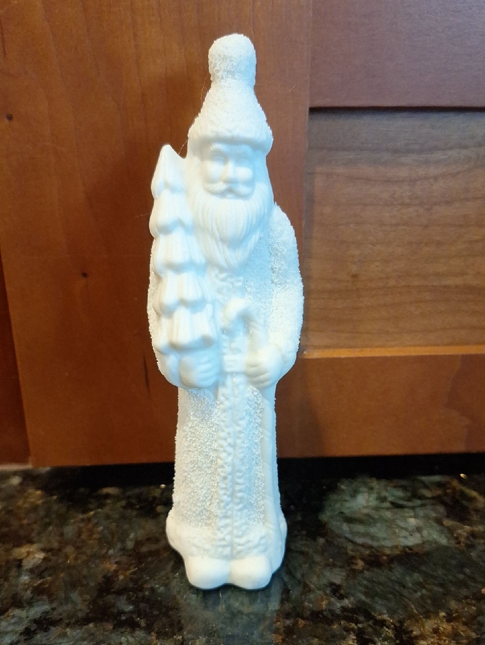 Vintage, Ceramic White Santa Figurine Holiday Decor